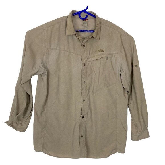 THE NORTH FACE Men Shirt Size XXL Beige Long Sleeve Button Down 100% Nylon 38-2 - Picture 1 of 13